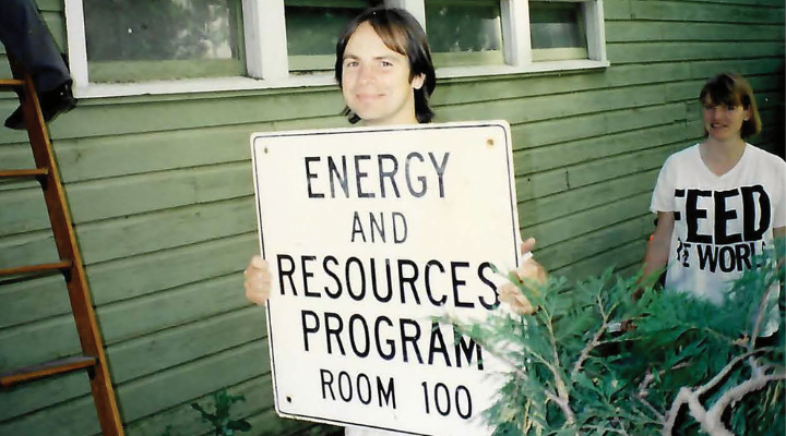 student holding sign