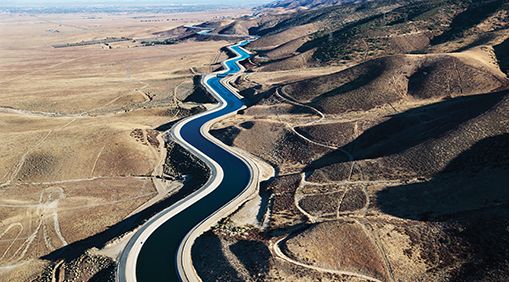 Photo of a winding river. 